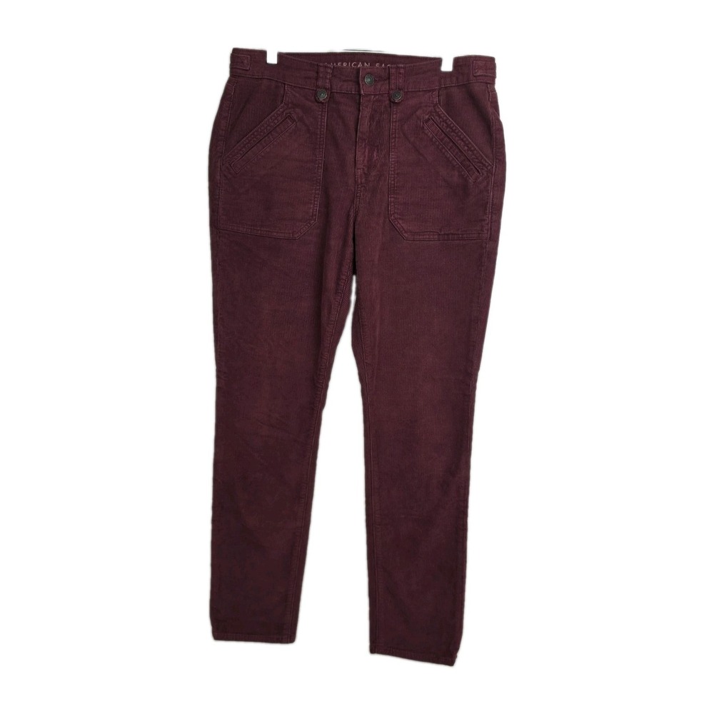American Eagle Classic Skinny Corduroy Pants Women's Sz‎ 10 Reg Burgundy Stretch